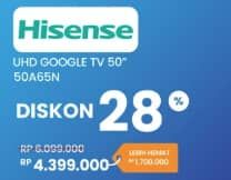 Promo Harga Hisense 50A65N 50 inch LED UHD/4K Google TV  - Electronic City