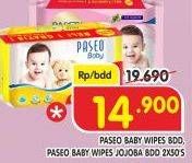 Promo Harga PASEO Baby Wipes Banded, Jojoba per 2 pouch 50 pcs - Superindo
