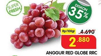 Promo Harga Anggur Red Globe RRC per 100 gr - Superindo