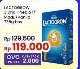 Promo Harga Lactogrow 3 Susu Pertumbuhan Vanila, Madu 750 gr - Indomaret