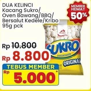 Promo Harga Dua Kelinci Kacang Sukro Original, Kribo, Oven Rasa Bawang, BBQ, Kedele 100 gr - Indomaret