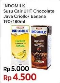 Promo Harga Indomilk Susu UHT Chocolate Java Criollo, Pisang 190 ml - Indomaret