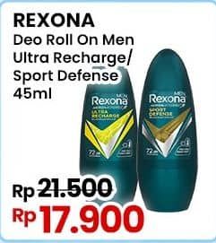 Promo Harga Rexona Men Deo Roll On Ultra Recharge, Sport Defence 45 ml - Indomaret