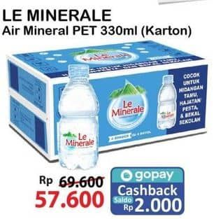 Promo Harga Le Minerale Air Mineral per 24 botol 330 ml - Alfamart