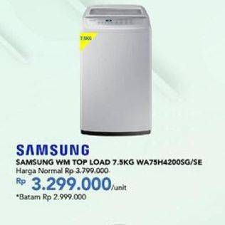 Promo Harga SAMSUNG WA75H4200SG/SE | Washing Machine Top Loading 7.5kg 7500 gr - Carrefour