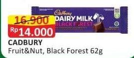 Promo Harga CADBURY Dairy Milk Fruit Nut, Black Forest 65 gr - Alfamart