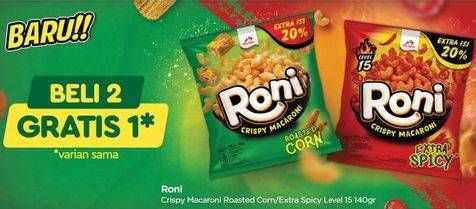 Promo Harga Roni Crispy Macaroni Roasted Corn, Extra Spicy 140 gr - TIP TOP