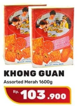 Promo Harga Khong Guan Assorted Biscuit Red Persegi 1600 gr - Yogya
