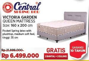 Promo Harga Central Spring Bed Victoria Garden Mattress Queen 160 X 200 Cm  - COURTS