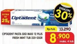 Promo Harga Ciptadent Pasta Gigi Maxi 12 Plus Fresh Mint 250 gr - Superindo