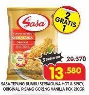 Promo Harga Sasa Tepung Bumbu Serbaguna Hot Spicy, Serbaguna Original, Pisang Goreng Vanilla 210 gr - Superindo