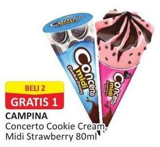 Promo Harga CAMPINA Concerto Midi Cookie Creamy, Midi Strawberry Chunk  - Alfamart