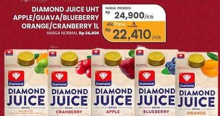 Promo Harga Diamond Juice Unsweet Apple, Guava, Unsweet Blueberry, Unsweet Orange, Unsweet Cranberry 946 ml - Carrefour