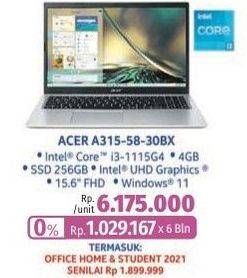 Promo Harga Acer A315-58-30BX  - LotteMart