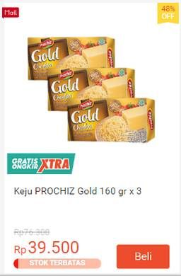 Promo Harga Prochiz Gold Cheddar 160 gr - Shopee