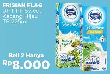 Promo Harga FRISIAN FLAG Susu UHT Purefarm Kacang Hijau, Sweet Delight per 2 pcs 225 ml - Alfamart