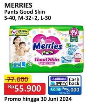 Promo Harga Merries Pants Good Skin S40, M34, L30 30 pcs - Alfamart