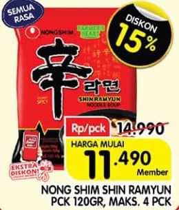 Promo Harga Nongshim Noodle All Variants 120 gr - Superindo