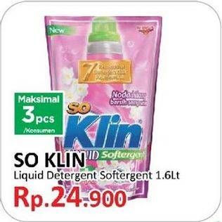 Promo Harga SO KLIN Liquid Detergent 1600 ml - Yogya