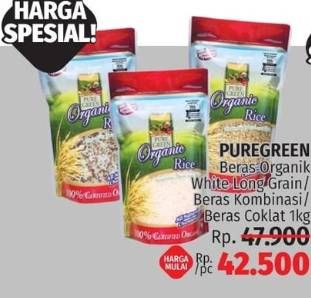 Promo Harga Pure Green Beras Organik Long Grain, Kombinasi, Merah 1000 gr - LotteMart