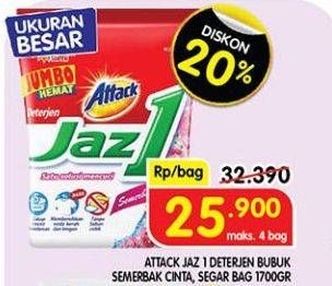 Promo Harga ATTACK Jaz1 Detergent Powder Semerbak Cinta, Pesona Segar 1700 gr - Superindo