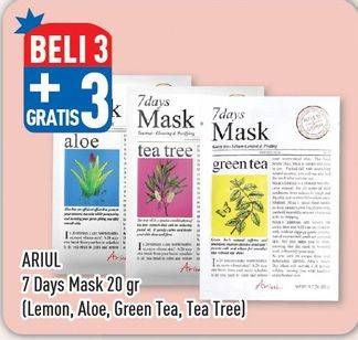 Promo Harga ARIUL Face Mask Lemon, Aloe, Green Tea, Tea Tree 20 gr - Hypermart