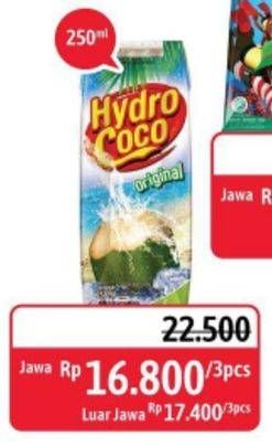 Promo Harga HYDRO COCO Minuman Kelapa Original per 3 pcs 250 ml - Alfamidi