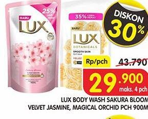 Promo Harga LUX Body Wash Sakura Bloom, Velvet Jasmine, Magical Orchid 900 ml - Superindo