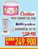 Promo Harga COSMOS RIce Cooker CRJ 3306 / MIYAKO Blender BL-101 PL  - Hypermart