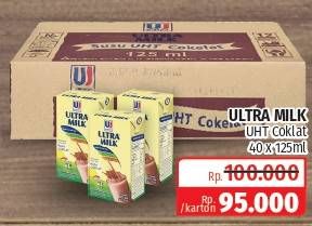 Promo Harga ULTRA MILK Susu UHT Coklat 125 ml - Lotte Grosir
