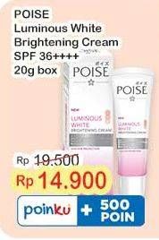 Promo Harga Poise  Luminous White Brightening Cream SPF 36++++ 20 gr - Indomaret