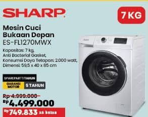 Promo Harga Sharp ES-FL1270MWX Front Loading 7kg  - COURTS