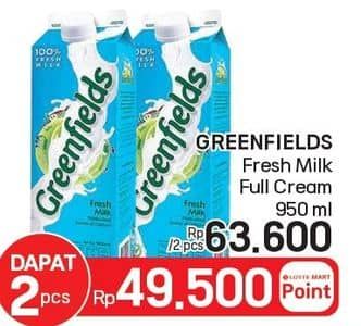 Promo Harga Greenfields Fresh Milk Full Cream 950 ml - LotteMart