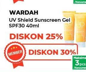 Promo Harga WARDAH UV Shield Essential Sunscreen Gel SPF 30 PA+++ 40 ml - Yogya