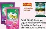 Promo Harga RINSO Liquid Detergent Kecuali + Molto Pink Rose Fresh, Kecuali + Molto Purple Perfume Essence 750 ml - Indomaret
