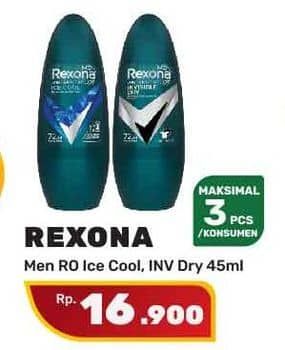 Promo Harga Rexona Men Deo Roll On Ice Cool, Invisible Dry 45 ml - Yogya