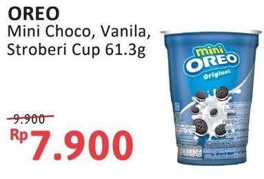 Promo Harga Oreo Mini Biskuit Sandwich Chocolate, Vanilla, Strawberry 61 gr - Alfamidi
