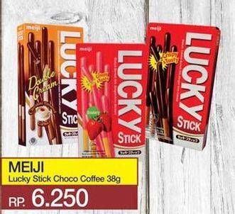 Promo Harga MEIJI Biskuit Lucky Stick Chocolate, Coffee 38 gr - Yogya