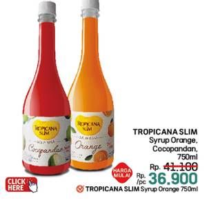 Promo Harga Tropicana Slim Syrup Orange, Cocopandan 750 ml - LotteMart