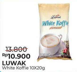 Promo Harga Luwak White Koffie per 10 sachet 20 gr - Alfamart
