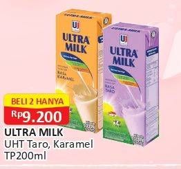 Promo Harga ULTRA MILK Susu UHT Taro, Karamel 200 ml - Alfamart