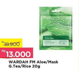 Promo Harga WARDAH Nature Daily Sheet Mask Aloe Vera, Green Tea 20 ml - Alfamart
