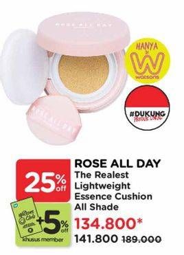Promo Harga Rose All Day The Realest Lightweight Essence Cushion All Variants  - Watsons