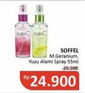 Promo Harga SOFFELL Spray Anti Nyamuk Geranium, Yuzu 55 ml - Alfamidi