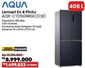Promo Harga Aqua AQR-CTD506RGC Kulkas Multidoor 406L  - COURTS