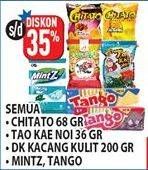 Promo Harga CHITATO Snack Potato Chips 68gr/TANGO Wafer/MINTZ Candy Chewy Mint/DUA KELINCI Kacang Kulit 200gr/TAO KAE NOI 36gr  - Hypermart