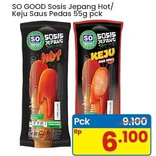 Promo Harga So Good Sosis Jepang Keju Saus Pedas, Hot 55 gr - Indomaret