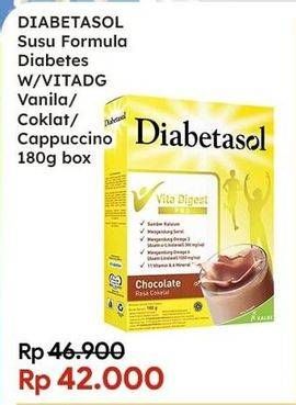 Promo Harga Diabetasol Special Nutrition for Diabetic Vanilla, Cappuccino, Chocolate 180 gr - Indomaret