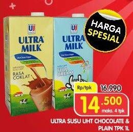 Promo Harga ULTRA MILK Susu UHT Coklat, Plain 1000 ml - Superindo