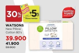 Promo Harga WATSONS Pillow Cotton Puff 80 pcs - Watsons